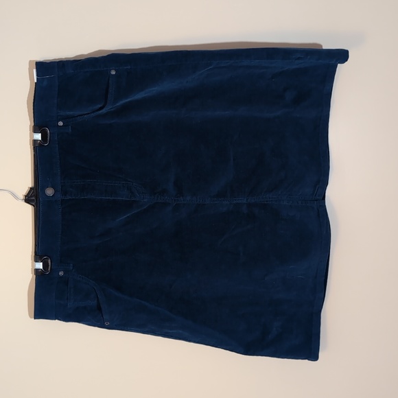 Joe Fresh| NWT Blue Corduroy Mini Skirt Front Slit With Side and Back Pockets - Picture 1 of 16